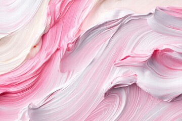 Poster - Watercolor strokes in soft pink and white hues create a delicate, flowing texture