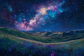 Wall Mural - aurora borealis in the mountains
