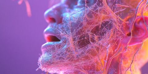 Poster - Three-Dimensional Render of Face Partially Covered by Network Structure