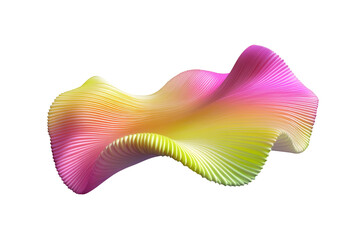 Poster - Colorful ribbed organic product podium 3D shape. Vibrant distorted rubber plastic 3D element isolated. Ai generated
