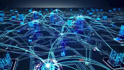 Fototapete - Exploring advanced technology and data connections in a digital landscape full of virtual elements
