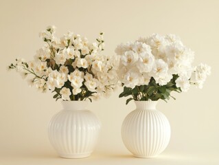 Wall Mural - White vases with white flowers