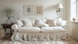 © Tina - Cozy living room featuring a white sofa with pillows, soft lighting, and decorative elements