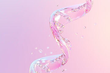 Poster - An abstract representation of a DNA helix hovers subtly in mid-air during midday. The pale gradient background and soft lighting create a minimalist atmosphere