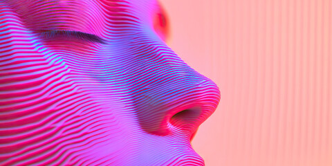 Poster - stylized profile of face with linear texture