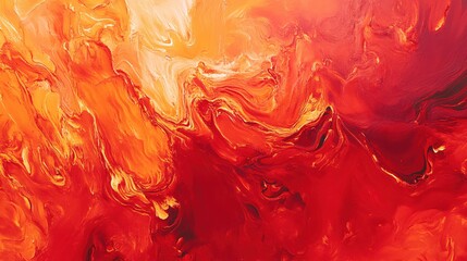 Aufkleber - Abstract painting with flowing orange and red colors creating a vibrant and dynamic texture