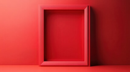 Poster - Red frame on a red background with a minimal and modern design for product presentation
