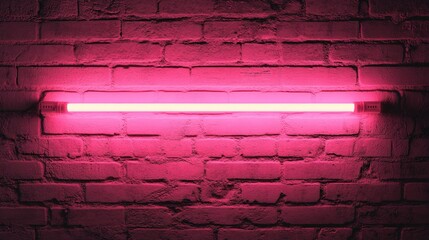 Leinwandbilder - Pink neon light fixture on a brick wall creating a modern and vibrant background texture