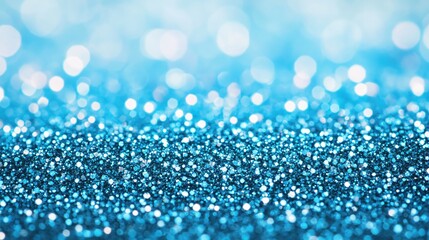 Poster - Sparkling blue glitter texture with bokeh effect abstract background for festive design