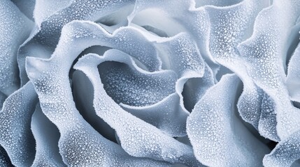 Poster - Frozen petals of a flower covered with frost in a close up view creating a winter scene