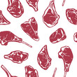 © chekiwart - Hand drawn meat steak seamless pattern