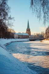 Sticker - River View with Church