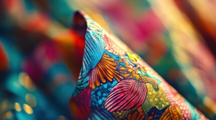 Aufkleber - Abstract fabric close up with vibrant colors and a dynamic flowing pattern for textile design
