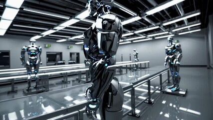 Leinwandbilder - Robots displayed in a modern laboratory showcasing advanced technology and design