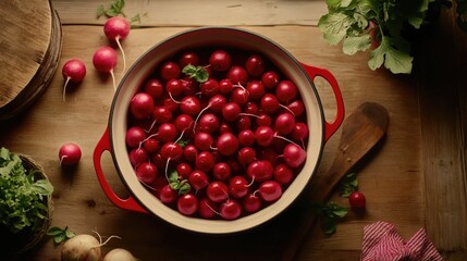 Wall Mural - Radish Bowl On Wooden Table