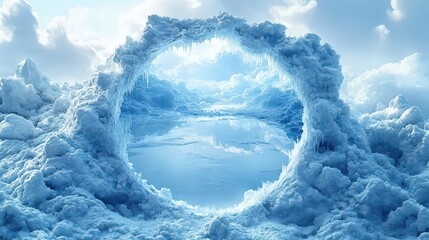 Wall Mural - Arctic ice archway; serene landscape; fantasy background; travel poster