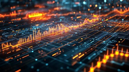 Poster - abstract visualization of digital data flow representing complex algorithms at nighttime