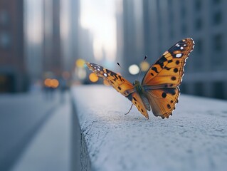 Wall Mural - Butterfly on ledge