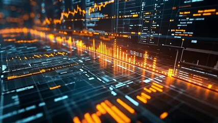 Poster - Digital data visualization showcasing analytics and trends on a futuristic interface at night