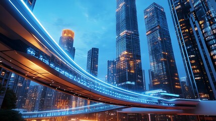 Aufkleber - Futuristic floating bridge connecting two land masses, showcasing modern architectural design and innovation.