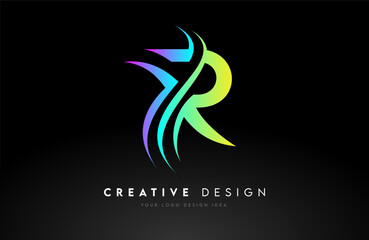 Wall Mural - r logo letter design vector. r curved shape creative icon with vibrant swoosh cut monogram.