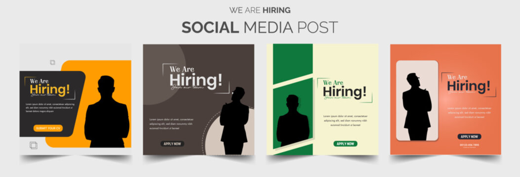 We are hiring job vacancy Social Media Post Or Instagram Promotional Social Media Square Banner And Square Flyer Template Design