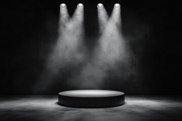 Poster - A clean design of a single spotlight shining down on a small podium, with all other areas left in shadow