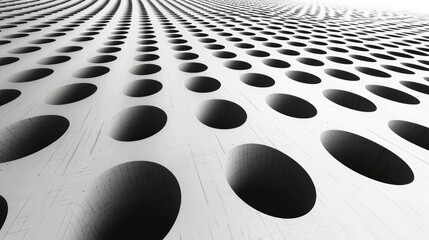 Poster - Abstract White Surface With Numerous Dark Circular Holes