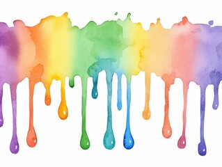 Poster - Vibrant Watercolor Splash Shaped Speech Bubble with Dripping Edges Painted in Rainbow Hues  Expressive Digital