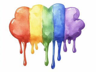 Poster - Stunning abstract watercolor splash shaped speech bubble with dripping edges  painted in a vibrant rainbow of colors  creating a captivating and eye catching design element for creative advertising