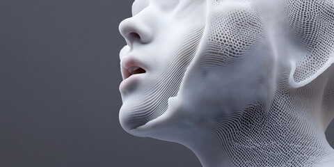 Poster - Three-Dimensional Model of a Woman's Face and Neck with Textured Surface