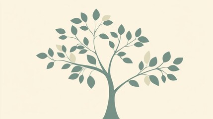 Aufkleber - Stylized tree icon featuring branches and leaves in a minimalistic design suitable for various artistic applications. Generative AI