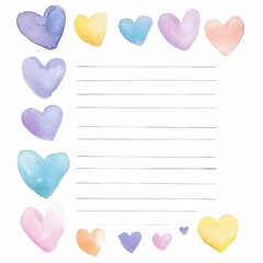 Poster - This delicate and visually appealing watercolor to do list template features a soft gradient background with a subtle pattern of tiny heart accents  creating a calm and feminine aesthetic