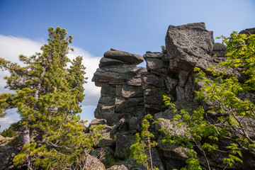 Naklejka na meble Remnants pillars on Mount Zelenaya. Sheregesh, Russia