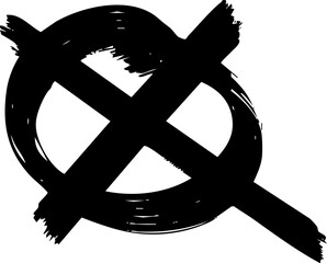 Poster - Circle and cross X scribble marker brush line vector shape