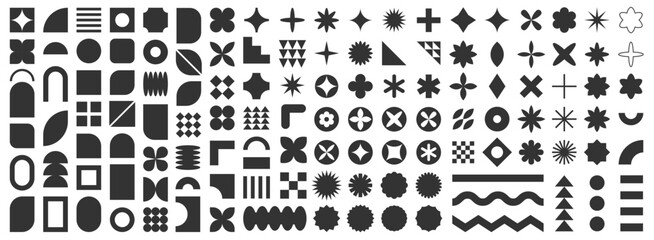 Wall Mural - set of abstract graphic element. geometric shapes. memphis design, sticker pack, y2k, aesthetics, br