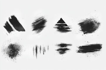 Poster - Unique black paint strokes and textures for artistic projects and graphic design use in a variety of styles