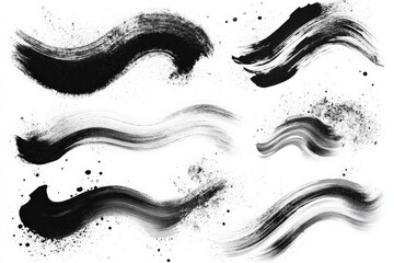 Aufkleber - Brush strokes in black and white showcasing artistic expression and creativity on a simple background