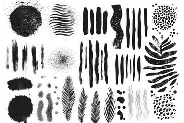 Poster - Artistic collection of black and white textures and patterns suitable for creative design projects
