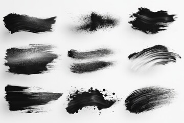 Aufkleber - Abstract black brush strokes on white background for creative design and art projects