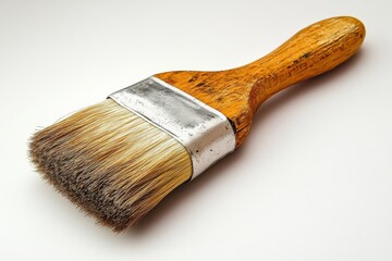 Poster - Paintbrush resting on a clean surface ready for use in home improvement or artistic projects