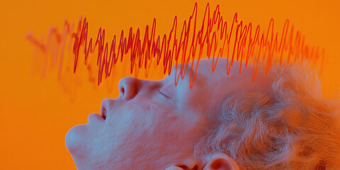 Poster - Human Face with Superimposed Waveform Pattern