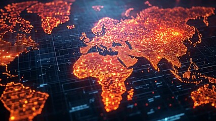 Poster - Glowing digital map of the world showcasing interconnected data points and networks