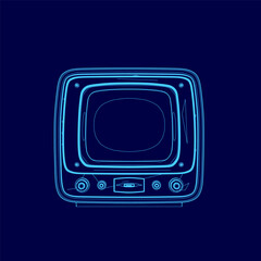 Poster - Blue television with a screen. The television is turned off. The television is a cartoon drawing
