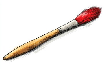 Poster - Brush used for painting vivid landscapes and scenes during an art class focused on color techniques and brushwork skills