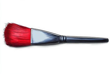 Poster - Bright red brush with soft bristles for artistic applications in creative projects