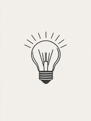 Poster - Bright idea light bulb illustration with rays emanating from the top. Generative AI