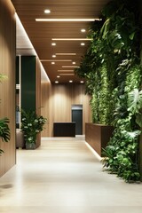 Poster - Long hallway with plant wall