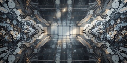 Poster - Abstract Futuristic Mechanical Symmetry Artwork