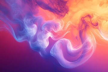 Poster - Colorful swirling smoke blending in vibrant hues of purple, orange, and yellow creates an abstract and dynamic visual experience